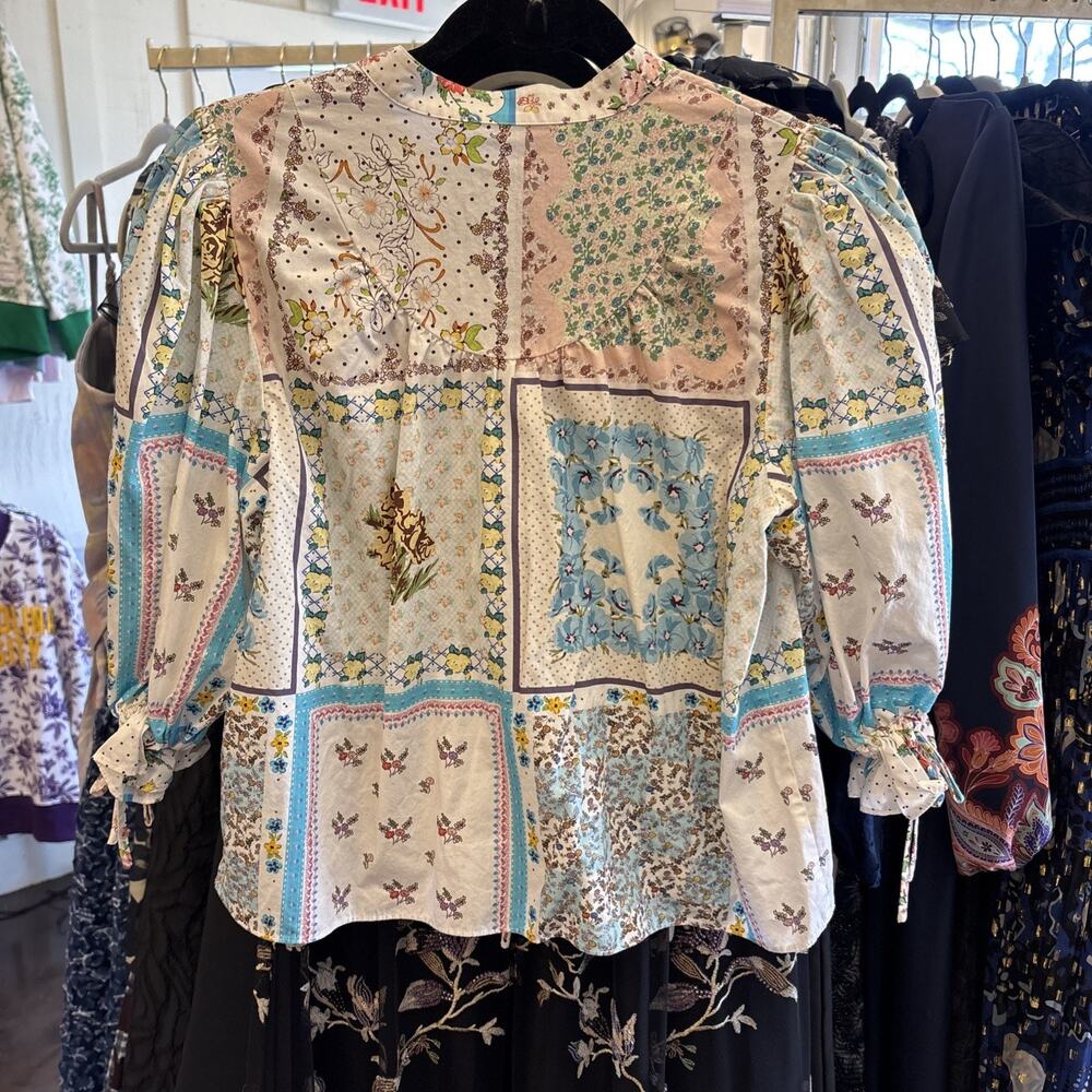 Hunter Bell Women's Patchwork Rory Top 3/4 Sleeve Popover Size Small Rare - Picture 2 of 2
